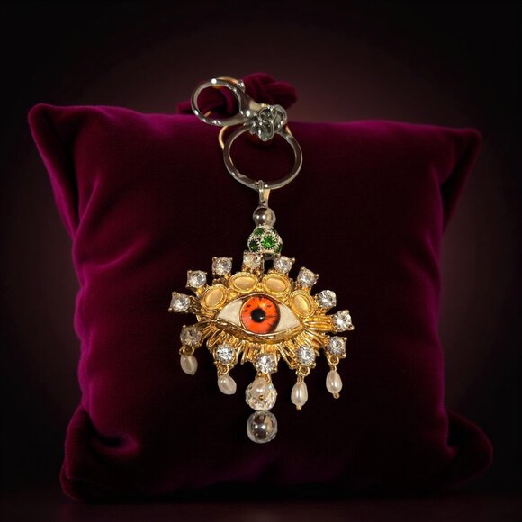 EVIL EYE BAG CHARM/KEYRING/LOBSTERCLAW CLIP - Picture 1 of 3